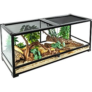OiiBO Tempered Glass Reptile Terrarium, Black