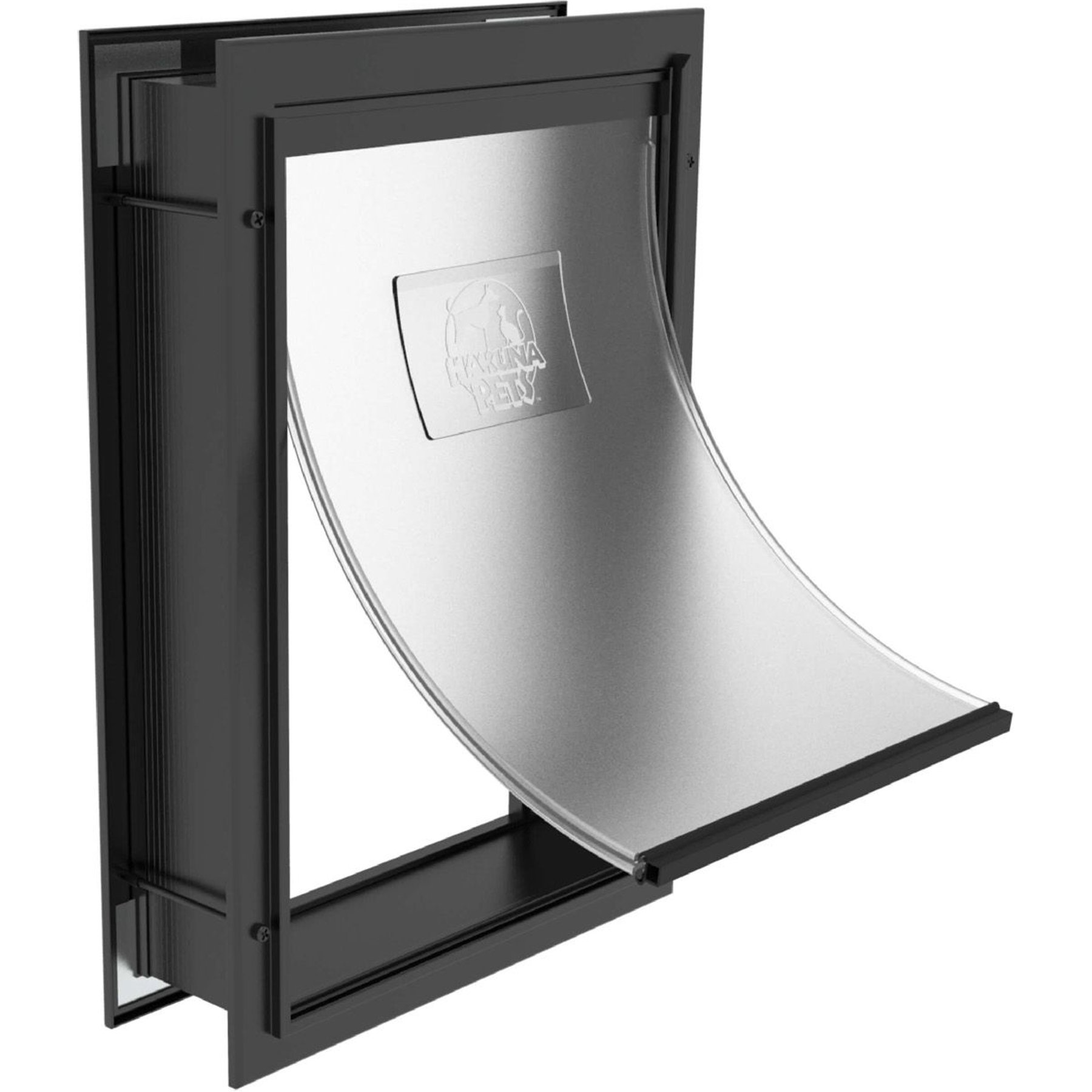 Hakuna Pets Deluxe Aluminum Dog & Cat Door, Black, Small