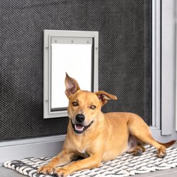 Hakuna Pets Deluxe Aluminum Locking Dog Door, Silver, Medium