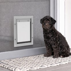 Hakuna Pets Deluxe Aluminum Locking Dog Door, Silver, Small