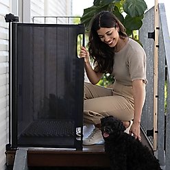 Hakuna Pets Polyester Paw Proof Retractable, 3-Way-Locking Dog & Cat Gate, 71-in, Black