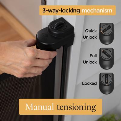 Show full view: Hakuna Pets Polyester Paw Proof Retractable, 3-Way-Locking Dog & Cat Gate, 71-in, Black slide 7 of 11