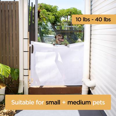 Show full view: Hakuna Pets Polyester Paw Proof Retractable, 3-Way-Locking Dog & Cat Gate, 71-in, White slide 4 of 11