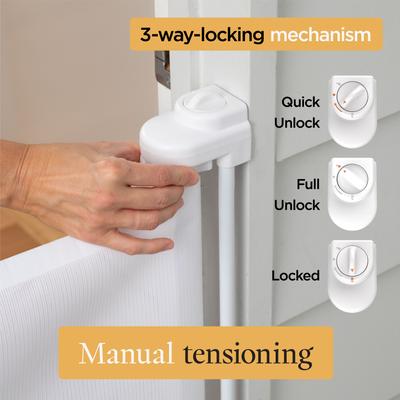 Show full view: Hakuna Pets Polyester Paw Proof Retractable, 3-Way-Locking Dog & Cat Gate, 71-in, White slide 7 of 11