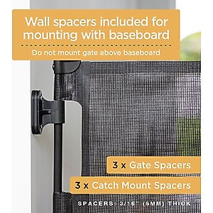 Hakuna Pets Retractable Steel & Mesh Mounted Dog & Cat Gate, 33-in, Black