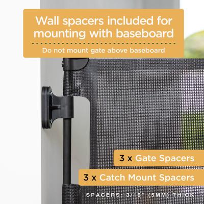 Show full view: Hakuna Pets Retractable Steel & Mesh Mounted Dog & Cat Gate, 33-in, Black slide 7 of 12