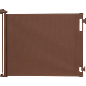 Hakuna Pets Retractable Steel & Mesh Mounted Dog & Cat Gate, 33-in, Brown