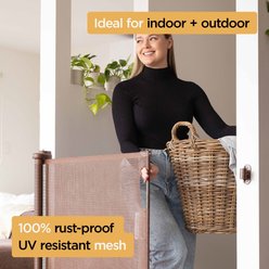 Hakuna Pets Retractable Steel & Mesh Mounted Dog & Cat Gate, 33-in, Brown slide 2 of 9