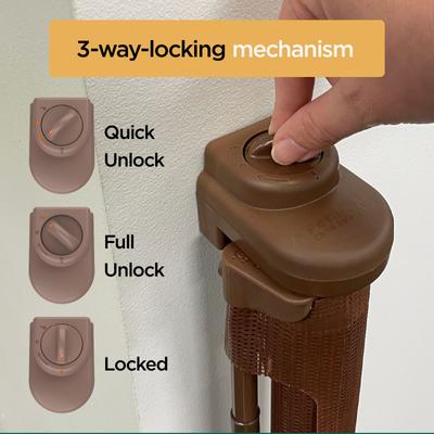 Show full view: Hakuna Pets Retractable Steel & Mesh Mounted Dog & Cat Gate, 33-in, Brown slide 5 of 11