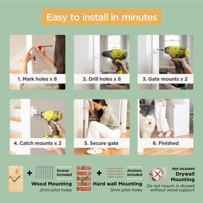 Show full view: Hakuna Pets Retractable Steel & Mesh Mounted Dog & Cat Gate, 33-in, Brown slide 9 of 11