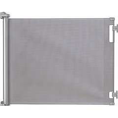 Hakuna Pets Retractable Steel & Mesh Mounted Dog & Cat Gate, 33-in, Grey
