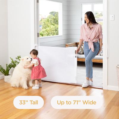 Show full view: Hakuna Pets Retractable Steel & Mesh Mounted Dog & Cat Gate, 33-in, White slide 3 of 12