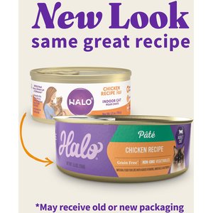 Halo Adult Grain-Free Pate Chicken Recipe Wet Cat Food, 5.5-oz can, case of 12