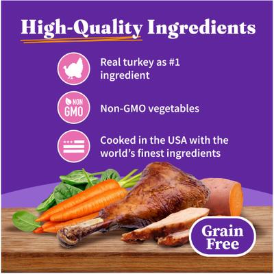 Show full view: Halo Adult Grain-Free Pate Turkey Recipe Wet Cat Food, 5.5-oz can, case of 12 slide 4 of 10
