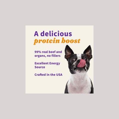 Show full view: Halo Beef Protein Recipe Freeze-Dried Raw Dog Food Topper, 3.5-oz bag slide 6 of 10