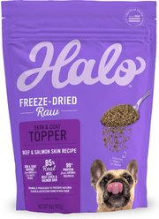Halo Beef & Salmon Skin Recipe Freeze-Dried Raw Skin & Coat Dog Food Topper, 1-lb bag