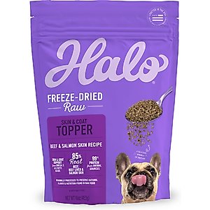 Halo Beef & Salmon Skin Recipe Freeze-Dried Raw Skin & Coat Dog Food Topper, 1-lb bag