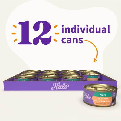 Show full view: Halo Chicken Recipe with Real Whole Chicken Grain-Free Kitten Wet Food, 3-oz can, case of 12 slide 4 of 11