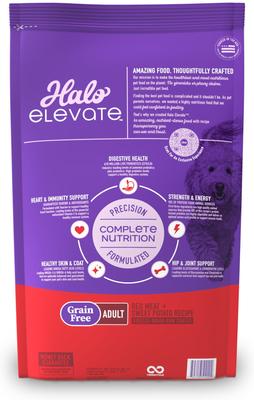 Show full view: Halo Elevate Grain-Free Red Meat Recipe Dry Dog Food, 20-lb bag slide 3 of 11