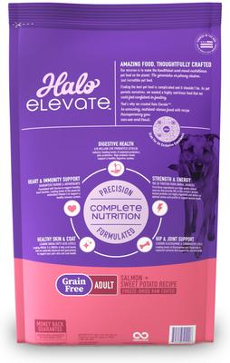 Show full view: Halo Elevate Grain-Free Salmon Recipe Dry Dog Food, 20-lb bag slide 3 of 11