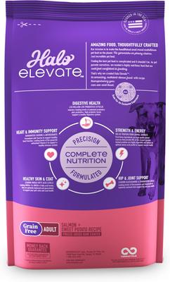Show full view: Halo Elevate Grain-Free Salmon Recipe Dry Dog Food, 3.5-lb bag slide 3 of 11