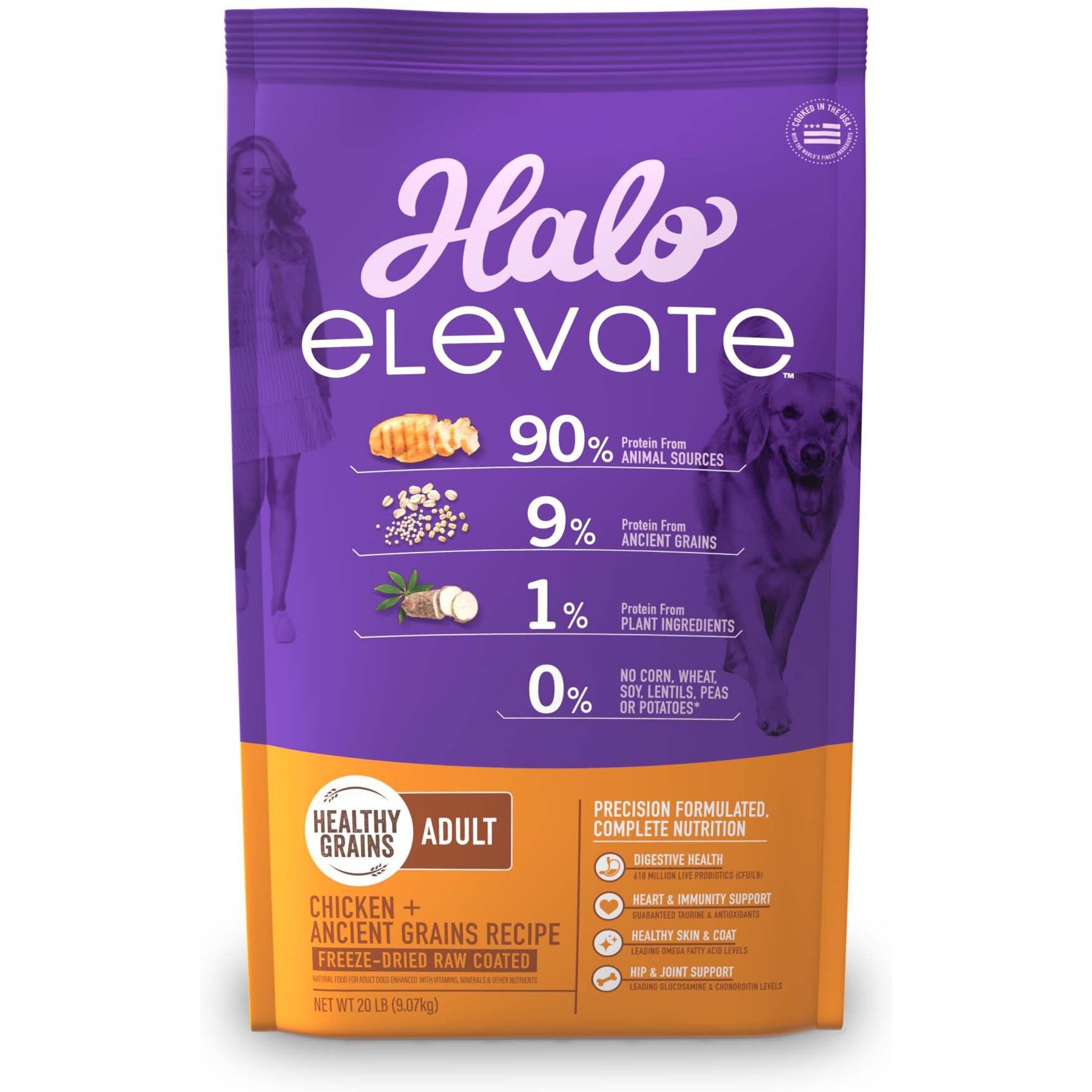 Halo Elevate Healthy Grains Chicken Recipe Dry Dog Food, 20-lb bag