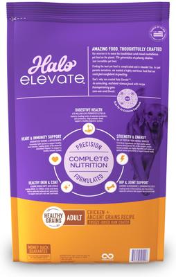 Show full view: Halo Elevate Healthy Grains Chicken Recipe Dry Dog Food, 20-lb bag slide 3 of 11
