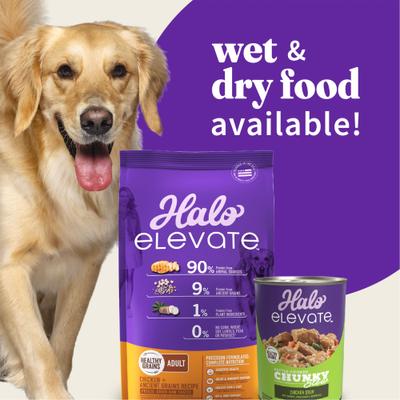 Show full view: Halo Elevate Healthy Grains Chicken Recipe Dry Dog Food, 20-lb bag slide 9 of 11