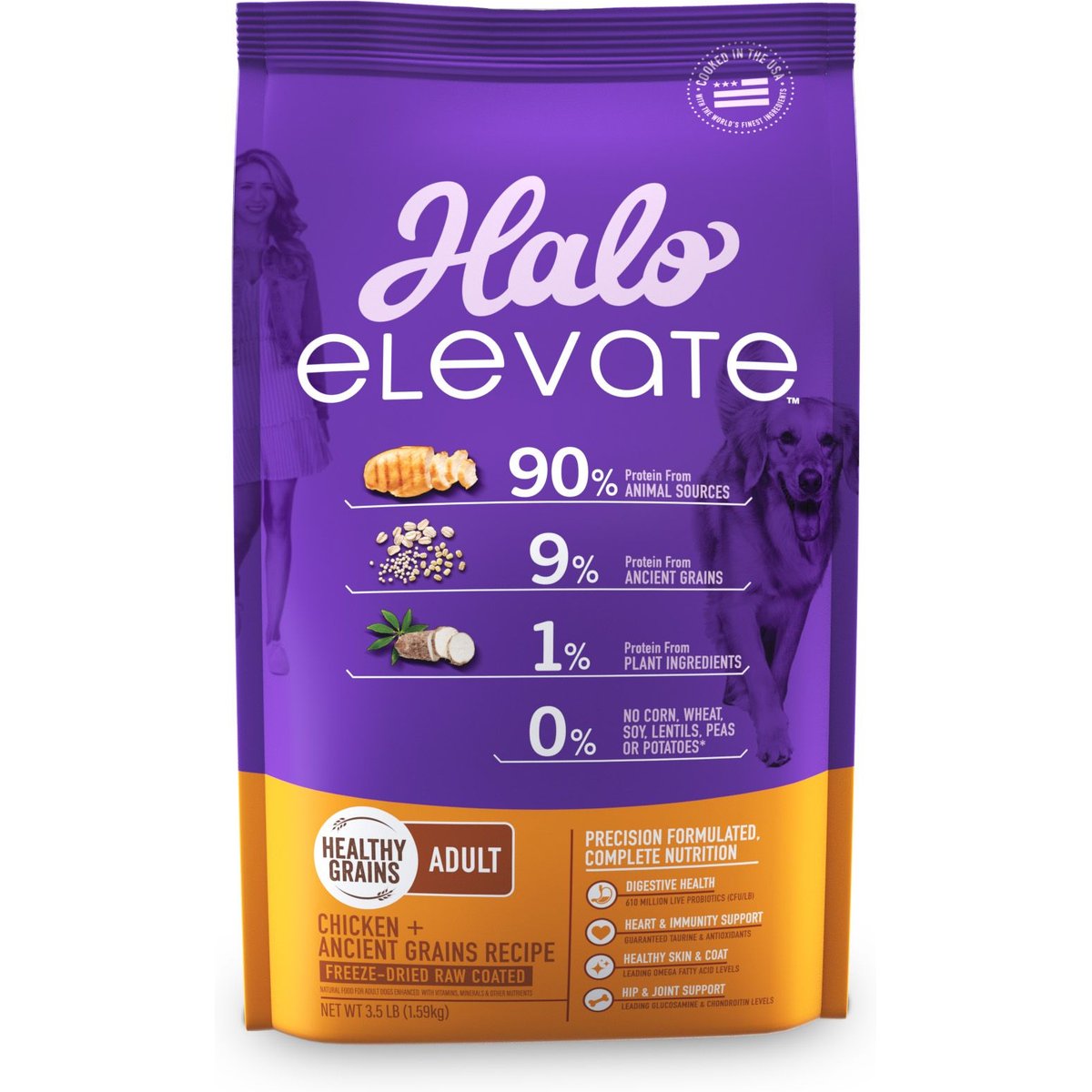 Halo Elevate Healthy Grains Chicken Recipe Dry Dog Food, 3.5-lb bag