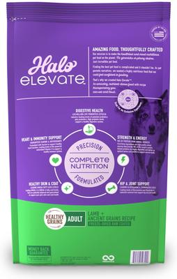 Show full view: Halo Elevate Healthy Grains Lamb Recipe Dry Dog Food, 20-lb bag slide 3 of 11