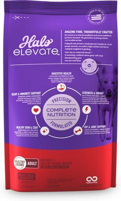 Show full view: Halo Elevate Healthy Grains Red Meat Recipe Dry Dog Food, 3.5-lb bag slide 3 of 11