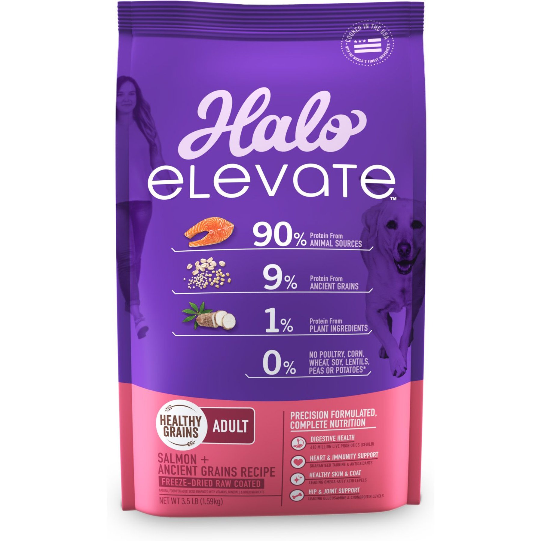 Halo Elevate Healthy Grains Salmon Recipe Dry Dog Food, 3.5-lb bag
