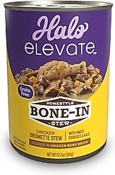 Halo Elevate Homestyle Bone-In Chicken Stew with Sweet Potatoes & Kale Grain-Free Wet Dog Food, 12.7-oz can, case of 6