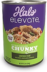 Halo Elevate Kettle Cooked Chunky Healthy Grains Chicken Stew with Carrots, Green Beans & Brown Rice Wet Dog Food, 12.7-oz can, case of 6
