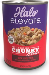 Halo Elevate Kettle Cooked Chunky Healthy Grains Duck & Beef Stew with Carrots, White Potatoes & Brown Rice Wet Dog Food, 12.7-oz can, case of 6