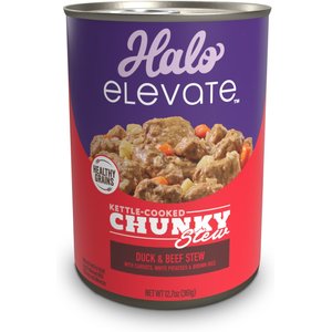 Halo Elevate Kettle Cooked Chunky Healthy Grains Duck & Beef Stew with Carrots, White Potatoes & Brown Rice Wet Dog Food, 12.7-oz can, case of 6