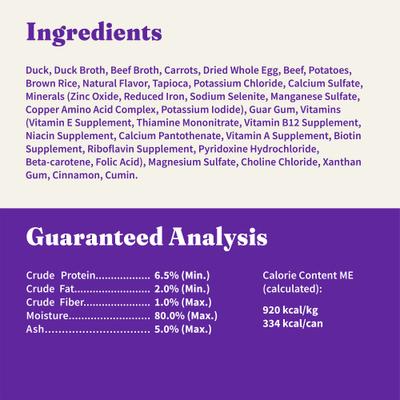Show full view: Halo Elevate Kettle Cooked Chunky Healthy Grains Duck & Beef Stew with Carrots, White Potatoes & Brown Rice Wet Dog Food, 12.7-oz can, case of 6 slide 8 of 9