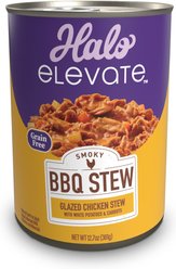 Halo Elevate Smoky BBQ Glazed Chicken Stew with White Potatoes & Carrots Grain-Free Wet Dog Food, 12.7-oz can, case of 6