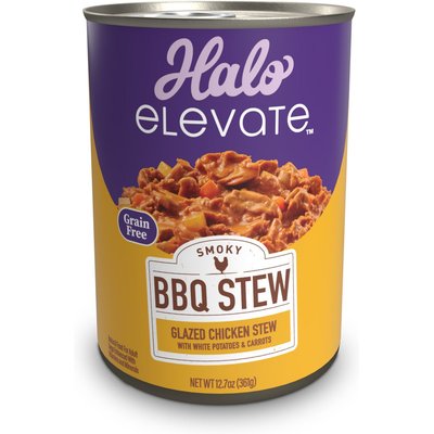 Halo Halo Elevate Smoky BBQ Glazed Chicken Stew with White Potatoes & Carrots Grain-Free Wet Dog Food, 12.7-oz can, case of 6