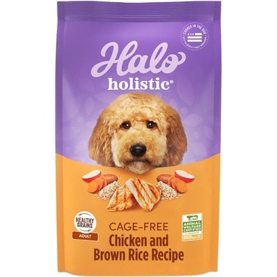 Halo Halo Holistic Adult Complete Digestive Health Healthy Grain Cage-Free Chicken & Brown Rice Recipe Dry Dog Food, 3.5-lb bag