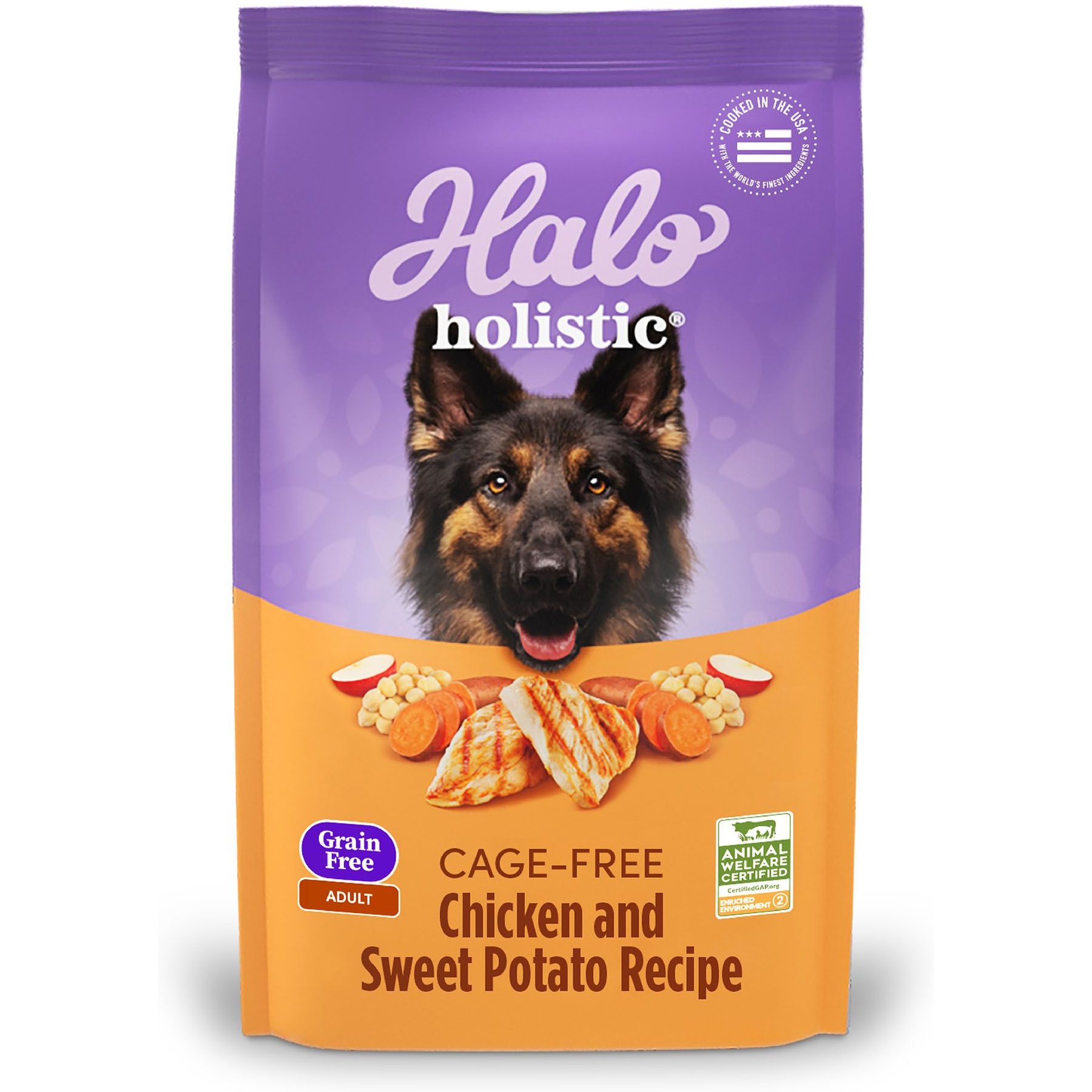 Halo Holistic Complete Digestive Health Grain-Free Chicken & Sweet Potato Dog Food Recipe Adult Dry Dog Food, 10-lb bag