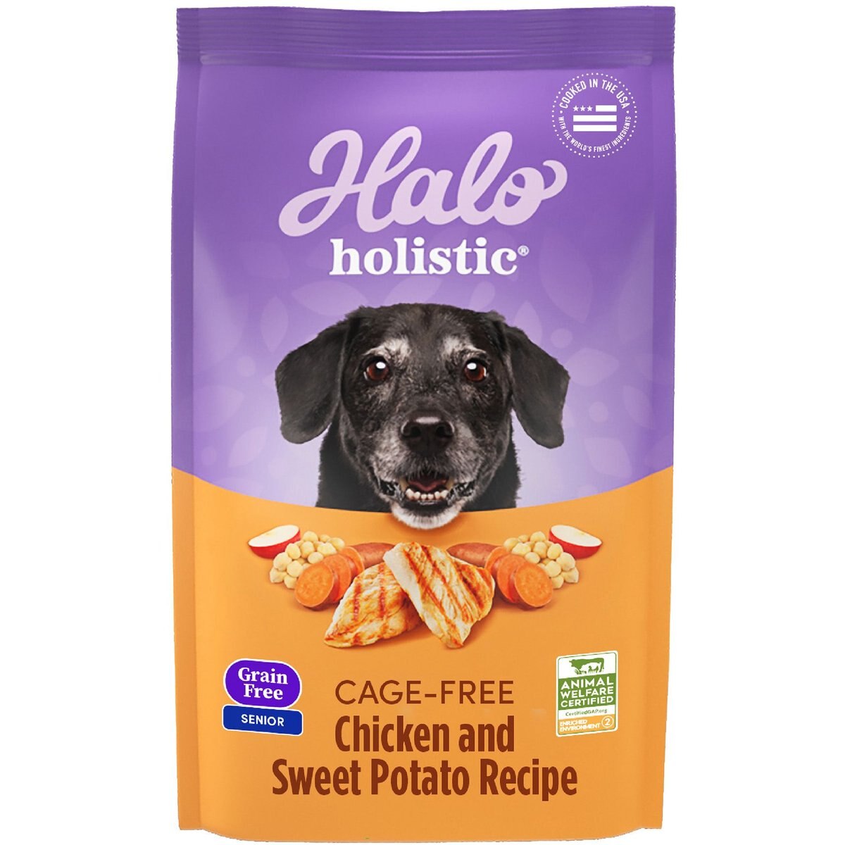 Halo Holistic Complete Digestive Health Grain-Free Chicken & Sweet Potato Recipe Senior Dry Dog Food, 10-lb bag