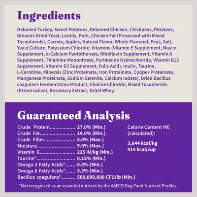 Show full view: Halo Holistic Complete Digestive Health Grain-Free Turkey & Sweet Potato Dog Food Recipe Adult Dry Dog Food, 10-lb bag slide 10 of 13