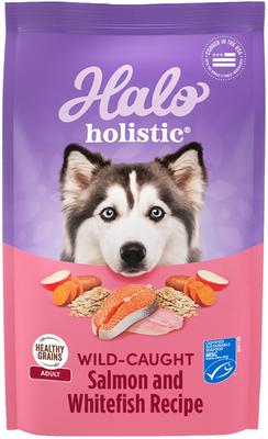 Show full view: Halo Holistic Complete Digestive Health Wild-Caught Salmon & Whitefish Adult Dry Dog Food, 10-lb bag slide 1 of 10