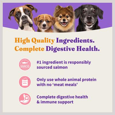 Show full view: Halo Holistic Complete Digestive Health Wild-Caught Salmon & Whitefish Adult Dry Dog Food, 21-lb bag  slide 8 of 12