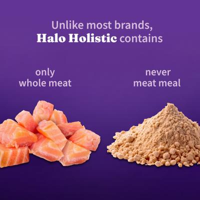Show full view: Halo Holistic Complete Digestive Health Wild-Caught Salmon & Whitefish Adult Dry Dog Food, 3.5-lb bag slide 5 of 10