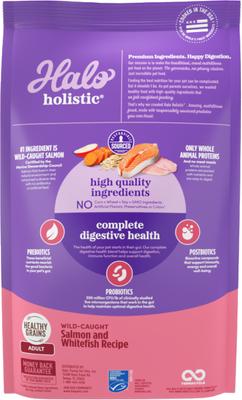 Show full view: Halo Holistic Complete Digestive Health Wild-Caught Salmon & Whitefish Adult Dry Dog Food, 3.5-lb bag slide 3 of 10