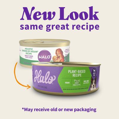 Show full view: Halo Holistic Garden of Vegan Recipe Adult Canned Dog Food, 5.5-oz, case of 12 slide 3 of 9