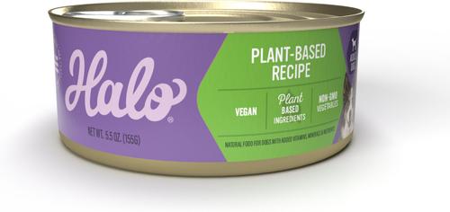 Show full view: Halo Holistic Garden of Vegan Recipe Canned Food, 5.5-oz, case of 12 + Vegan Complete Digestive Health Plant-Based Recipe with Kelp Dry Dog Food, 21-lb bag slide 2 of 9