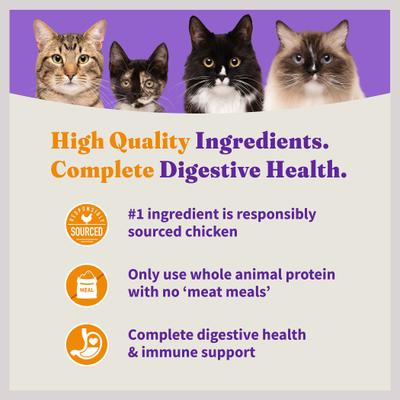 Show full view: Halo Holistic Indoor Chicken Recipe Complete Digestive Health & Healthy Weight Support Adult Grain-Free Cage-Free Dry Cat Food, 20-lb bundle  slide 7 of 12